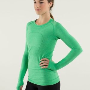 Lululemon Swiftly Tech Long Sleeve Heathered Green Bean Sz4